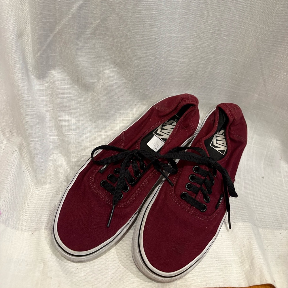Maroon and White Low Vans